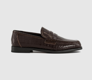 Tony Bianco Womens Zac Penny Loafers Chocolate Croc Brown, 3