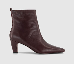 OFFICE Womens Addison Curve Heel Ankle Boots Burgundy Leather Red, 5