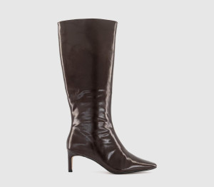 OFFICE Womens Karina Kitten Heel Knee High Boots Dark Brown, 7