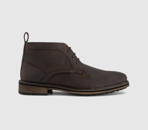 OFFICE Mens Bernie Casual Chukka Boots Dark Brown Nubuck, 6