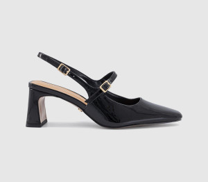 OFFICE Womens Medley Strap Detail Slim Heels Court Black Patent, 3