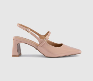 OFFICE Womens Medley Strap Detail Slim Heels Court Blush Patent Natural, 4