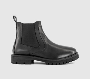 OFFICE Mens Beckett Chunky Chelsea Boots Black Leather, 8