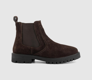 OFFICE Mens Beckett Chunky Chelsea Boots Chocolate Brown Suede, 9