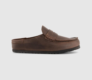 Birkenstock Womens Naples Wrapped Clogs Habanna Leather Brown, 8