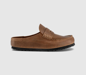 Birkenstock Womens Naples Wrapped Clogs Cognac Leather Natural, 6