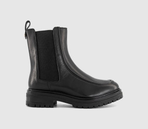 OFFICE Womens Ariel Cleated Chelsea Boots Black Leather, 4