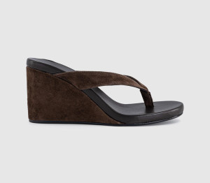 Tony Bianco Womens Avanti Toe Post Wedge Heels Espresso Suede Brown, 5