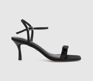 OFFICE Womens Mariah Bow Detail Heeled Sandals Black Satin, 7