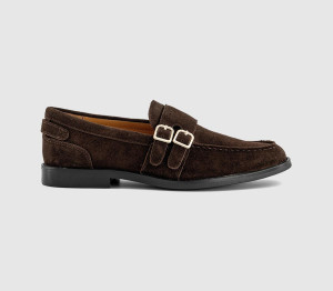 OFFICE Mens Melbourne Monk Strap Loafers Brown Suede, 9