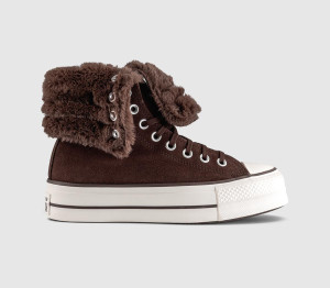 Converse Womens All Star Fold Over Lift Trainers Brown Fudge, 8