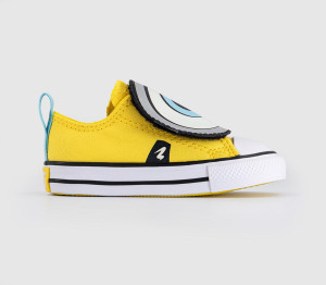 Converse Kids All Star One Strap Infant Trainers Minions Yellow White Black, 6infant