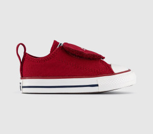 Converse Kids All Star One Strap Infant Trainers Red Vintage White Black Heart, 6infant