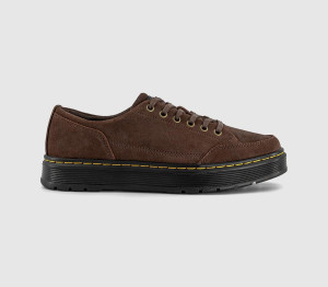 Dr. Martens Mens Brookline 6 Eye Shoes Dark Brown Bronx Suede