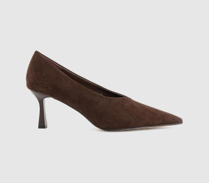 OFFICE Womens Marino High Vamp Court Heels Brown Faux Suede, 6