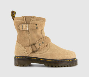 Dr. Martens Womens Anistone Harness Ankle Boots Savannah Tan Suede, 3