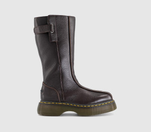 Dr. Martens Womens Buzz Hi Boots Dark Brown Milled Gloss, 5