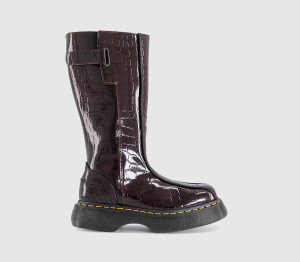 Dr. Martens Womens Buzz Hi Boots Oxblood High Shine Croc Emboss Red, 6