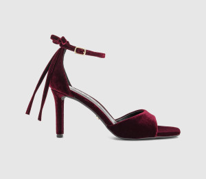 OFFICE Womens Hypnotise Bow Back Heeled Sandals Burgundy Velvet Red, 5