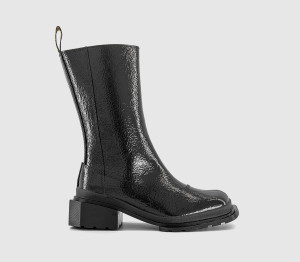 Dr. Martens Womens Maybole Hi Boots Black Distressed Patent, 4