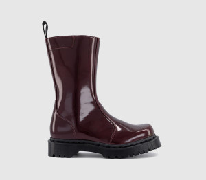 Dr. Martens Womens Rejena High Boots Red Laquered Leather, 4