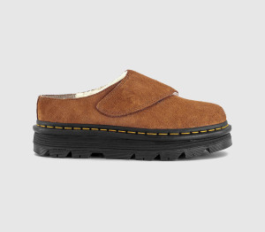 Dr. Martens Womens Zebzag Anywair Mules Desert Brown Bronx Suede, 4