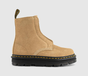 Dr. Martens Womens Zebzag Laceless Boots Savannah Tan Suede, 4