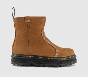 Dr. Martens Womens Zebzag Wool Lined Rigger Boots Desert Brown Milled Nubuck, 3