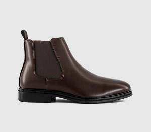 OFFICE Mens Braxton Inside Zip Smart Chelsea Boots Brown, 6