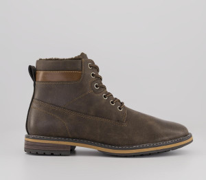 OFFICE Mens Brodie Borg Lined Lace Up Boots Brown, 7