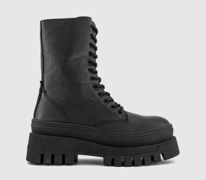 Steve Madden Womens Coast Lace Up Boots Black Leather, 3
