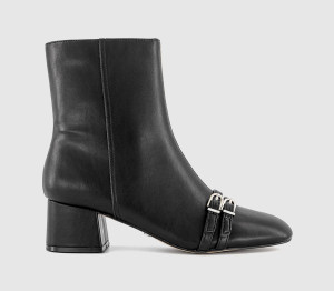 OFFICE Womens Aris Block Heel Buckle Detail Boots Black, 4