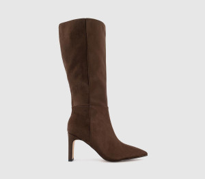 OFFICE Womens Kadell Pointed Toe Knee High Boots Brown Faux Suede, 6