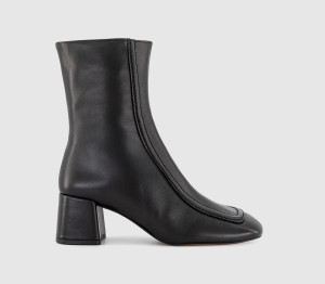 OFFICE Womens Anatomy Apron Heeled Boots Black Leather, 4