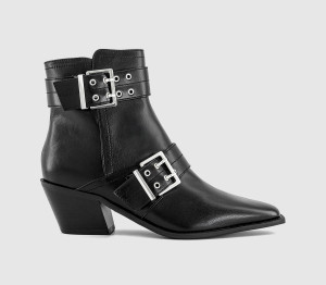 OFFICE Womens Axis Buckle Heeled Ankle Boot Black, 5