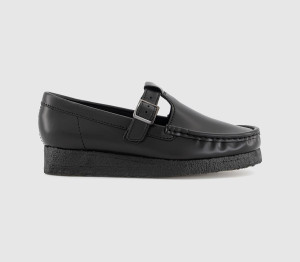 Clarks Originals Womens Wallabee T Bar Loafers Black Patent, 3
