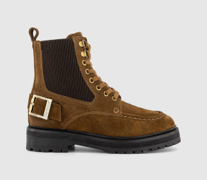 Barbour Womens Leonie Lace Up Boots Tobacco Suede Brown, 4