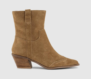 OFFICE Womens Atlanta Western Ankle Boots Tan Suede, 7
