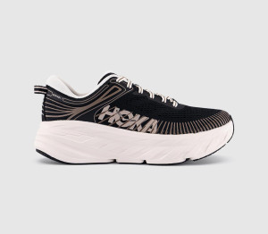 HOKA Womens Bondi 7 Trainers Black Rose Cream F, 4