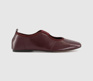 OFFICE Womens Fraser Soft Elastic Mary Jane Ballet Flats Burgundy Red, 5