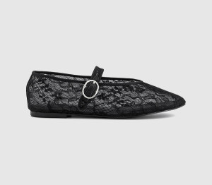 OFFICE Womens Fanciful Lace Mary Jane Ballet Pumps Black, 8