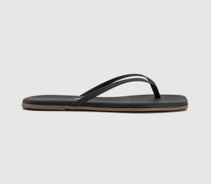Tkees Womens Square Toe Lily Flip Flops Black, 4