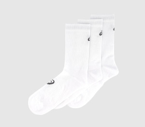 Asics 3pk Crew Socks White Black, M