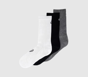 Asics 3pk Crew Socks White Black Grey, M