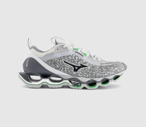 Mizuno Mens Wave Prophecy 13.2 Trainers Harbor Mist Black Vibrant Green, 7