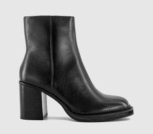 OFFICE Womens Apollo Heeled Platform Ankle Boots Black Leather, 3