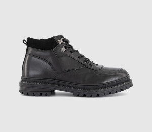 OFFICE Mens Billy Chunky Hiker Boots Black Leather, 11