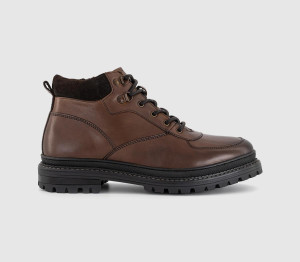 OFFICE Mens Billy Chunky Hiker Boots Brown Leather, 11