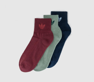 Adidas Ankle Socks 3 Pairs Shadow Red Silver Green Indigo, S