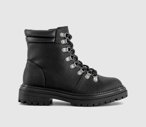 OFFICE Womens Amhurst Lace Up Hiker Ankle Boots Black, 4